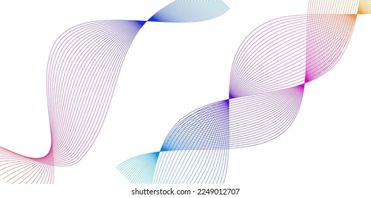 Set Abstract lines colors design element on white background of waves. Vector Illustration eps 10 for grunge elegant business card, print brochure, flyer, banners, cover book, label, fabric
