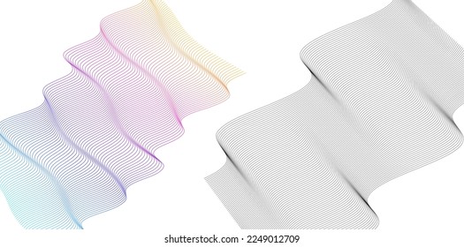 Set Abstract lines colors design element on white background of waves. Vector Illustration eps 10 for grunge elegant business card, print brochure, flyer, banners, cover book, label, fabric
