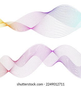 Establecer el elemento de diseño de colores de líneas abstractas en el fondo blanco de las ondas. Vector Illustration eps 10 para grunge y elegante tarjeta de visita, folleto de impresión, volante, banners, carteles, portada, etiqueta, tela
