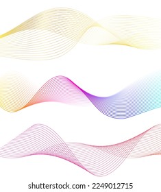 Set Abstract lines colors design element on white background of waves. Vector Illustration eps 10 for grunge elegant business card, print brochure, flyer, banners, cover book, label, fabric
