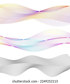 Set Abstract lines colors design element on white background of waves. Vector Illustration eps 10 for grunge elegant business card, print brochure, flyer, banners, cover book, label, fabric
