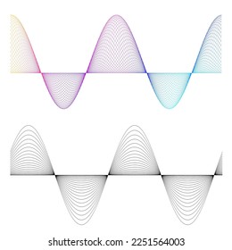 Set Abstract lines colors design element on white background of waves. Vector Illustration eps 10 for grunge elegant business card, print brochure, flyer, banners, cover book, label, fabric
