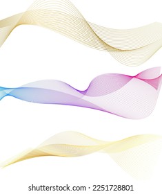 Set Abstract lines colors design element on white background of waves. Vector Illustration eps 10 for grunge elegant business card, print brochure, flyer, banners, cover book, label, fabric
