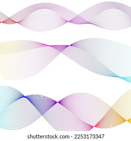 Set Abstract lines colors design element on white background of waves. Vector Illustration eps 10 for grunge elegant business card, print brochure, flyer, banners, cover book, label, fabric
