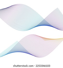 Set Abstract lines colors design element on white background of waves. Vector Illustration eps 10 for grunge elegant business card, print brochure, flyer, banners, cover book, label, fabric
