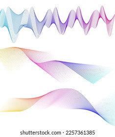 Establecer el elemento de diseño de colores de líneas abstractas en el fondo blanco de las ondas. Vector Illustration eps 10 para grunge y elegante tarjeta de visita, folleto de impresión, volante, banners, carteles, portada, etiqueta, tela
