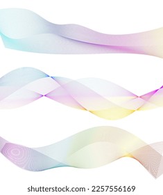 Set Abstract lines colors design element on white background of waves. Vector Illustration eps 10 for grunge elegant business card, print brochure, flyer, banners, cover book, label, fabric
