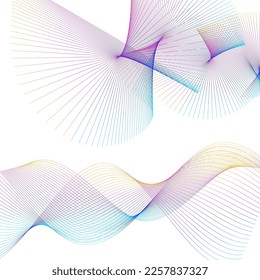 Establecer el elemento de diseño de colores de líneas abstractas en el fondo blanco de las ondas. Vector Illustration eps 10 para grunge y elegante tarjeta de visita, folleto de impresión, volante, banners, carteles, portada, etiqueta, tela
