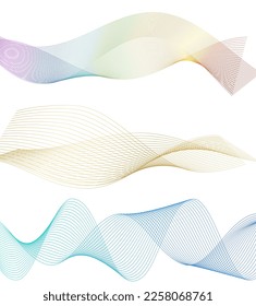 Establecer el elemento de diseño de colores de líneas abstractas en el fondo blanco de las ondas. Vector Illustration eps 10 para grunge y elegante tarjeta de visita, folleto de impresión, volante, banners, carteles, portada, etiqueta, tela
