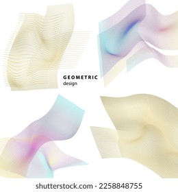 Set Abstract lines colors design element on white background of waves. Vector Illustration eps 10 for grunge elegant business card, print brochure, flyer, banners, cover book, label, fabric
