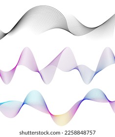 Set Abstract lines colors design element on white background of waves. Vector Illustration eps 10 for grunge elegant business card, print brochure, flyer, banners, cover book, label, fabric
