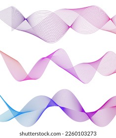 Establecer el elemento de diseño de colores de líneas abstractas en el fondo blanco de las ondas. Vector Illustration eps 10 para grunge y elegante tarjeta de visita, folleto de impresión, volante, banners, carteles, portada, etiqueta, tela
