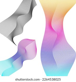 Set Abstract lines colors design element on white background of waves. Vector Illustration eps 10 for grunge elegant business card, print brochure, flyer, banners, cover book, label, fabric
