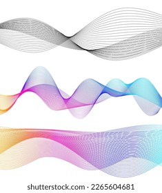 Establecer el elemento de diseño de colores de líneas abstractas en el fondo blanco de las ondas. Vector Illustration eps 10 para grunge y elegante tarjeta de visita, folleto de impresión, volante, banners, carteles, portada, etiqueta, tela

