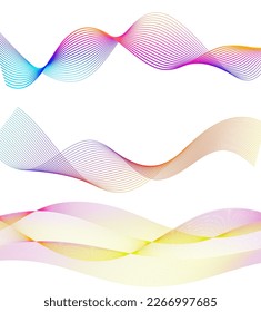 Establecer el elemento de diseño de colores de líneas abstractas en el fondo blanco de las ondas. Vector Illustration eps 10 para grunge y elegante tarjeta de visita, folleto de impresión, volante, banners, carteles, portada, etiqueta, tela
