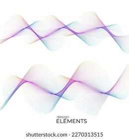 Establecer el elemento de diseño de colores de líneas abstractas en el fondo blanco de las ondas. Vector Illustration eps 10 para grunge y elegante tarjeta de visita, folleto de impresión, volante, banners, carteles, portada, etiqueta, tela
