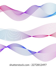 Set Abstract lines colors design element on white background of waves. Vector Illustration eps 10 for grunge elegant business card, print brochure, flyer, banners, cover book, label, fabric

