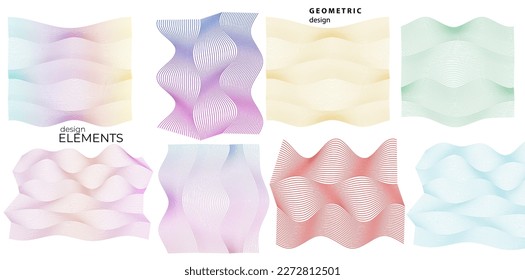 Set Abstract lines colors design element on white background of waves. Vector Illustration eps 10 for grunge elegant business card, print brochure, flyer, banners, cover book, label, fabric
