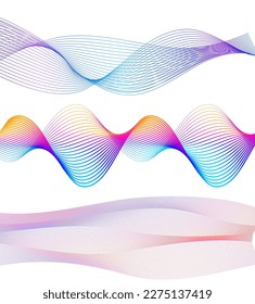 Set Abstract lines colors design element on white background of waves. Vector Illustration eps 10 for grunge elegant business card, print brochure, flyer, banners, cover book, label, fabric
