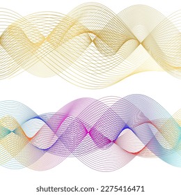 Set Abstract lines colors design element on white background of waves. Vector Illustration eps 10 for grunge elegant business card, print brochure, flyer, banners, cover book, label, fabric
