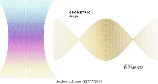 Set Abstract lines colors design element on white background of waves. Vector Illustration eps 10 for grunge elegant business card, print brochure, flyer, banners, cover book, label, fabric

