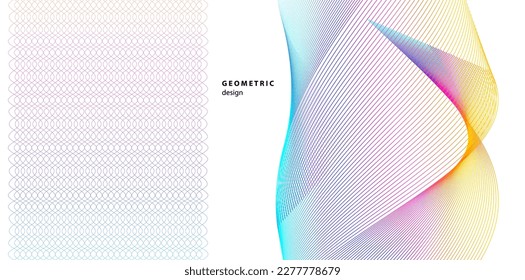 Set Abstract lines colors design element on white background of waves. Vector Illustration eps 10 for grunge elegant business card, print brochure, flyer, banners, cover book, label, fabric
