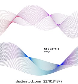 Set Abstract lines colors design element on white background of waves. Vector Illustration eps 10 for grunge elegant business card, print brochure, flyer, banners, cover book, label, fabric
