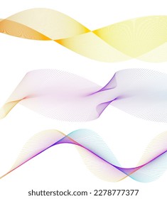 Establecer el elemento de diseño de colores de líneas abstractas en el fondo blanco de las ondas. Vector Illustration eps 10 para grunge y elegante tarjeta de visita, folleto de impresión, volante, banners, carteles, portada, etiqueta, tela
