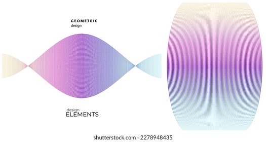 Set Abstract lines colors design element on white background of waves. Vector Illustration eps 10 for grunge elegant business card, print brochure, flyer, banners, cover book, label, fabric
