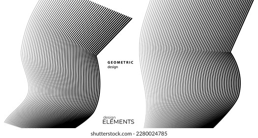 Set Abstract lines colors design element on white background of waves. Vector Illustration eps 10 for grunge elegant business card, print brochure, flyer, banners, cover book, label, fabric
