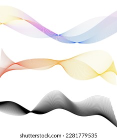 Set Abstract lines colors design element on white background of waves. Vector Illustration eps 10 for grunge elegant business card, print brochure, flyer, banners, cover book, label, fabric
