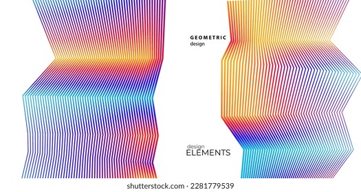 Set Abstract lines colors design element on white background of waves. Vector Illustration eps 10 for grunge elegant business card, print brochure, flyer, banners, cover book, label, fabric
