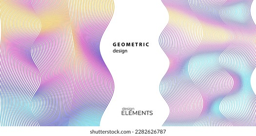 Set Abstract lines colors design element on white background of waves. Vector Illustration eps 10 for grunge elegant business card, print brochure, flyer, banners, cover book, label, fabric
