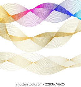 Set Abstract lines colors design element on white background of waves. Vector Illustration eps 10 for grunge elegant business card, print brochure, flyer, banners, cover book, label, fabric
