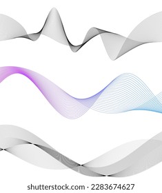 Set Abstract lines colors design element on white background of waves. Vector Illustration eps 10 for grunge elegant business card, print brochure, flyer, banners, cover book, label, fabric
