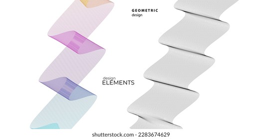 Establecer el elemento de diseño de colores de líneas abstractas en el fondo blanco de las ondas. Vector Illustration eps 10 para grunge y elegante tarjeta de visita, folleto de impresión, volante, banners, carteles, portada, etiqueta, tela
