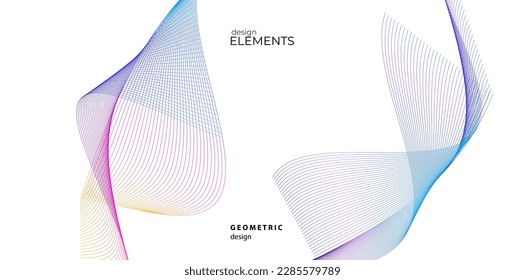 Set Abstract lines colors design element on white background of waves. Vector Illustration eps 10 for grunge elegant business card, print brochure, flyer, banners, cover book, label, fabric
