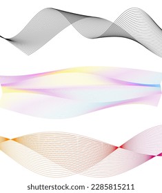 Set Abstract lines colors design element on white background of waves. Vector Illustration eps 10 for grunge elegant business card, print brochure, flyer, banners, cover book, label, fabric
