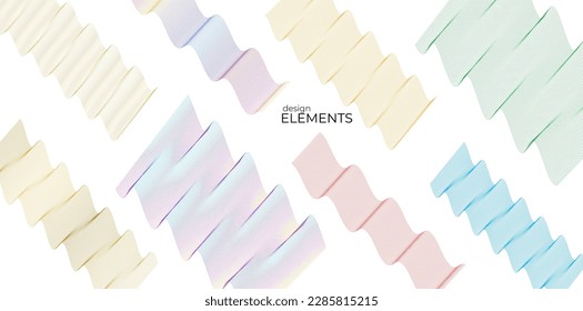 Set Abstract lines colors design element on white background of waves. Vector Illustration eps 10 for grunge elegant business card, print brochure, flyer, banners, cover book, label, fabric
