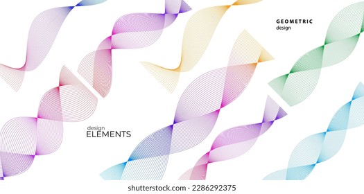 Legen Sie abstrakte Linien Farben Design Element auf weißem Hintergrund der Wellen. Vektorgrafik eps10 für farbige, elegante Visitenkarte, Druckbroschüre, Flyer, Banner, Coverbook, Label, Stoff
