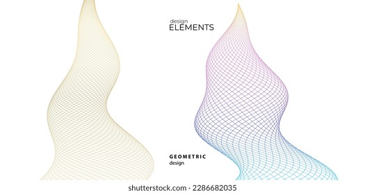 Set Abstract lines colors design element on white background of waves. Vector Illustration eps 10 for grunge elegant business card, print brochure, flyer, banners, cover book, label, fabric
