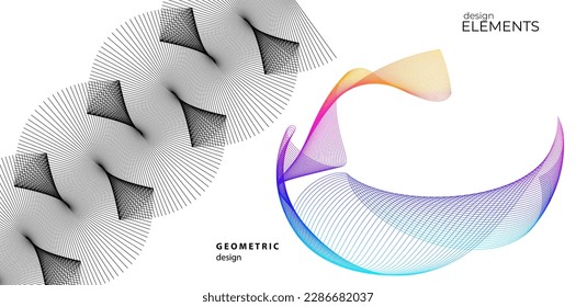 Set Abstract lines colors design element on white background of waves. Vector Illustration eps 10 for grunge elegant business card, print brochure, flyer, banners, cover book, label, fabric
