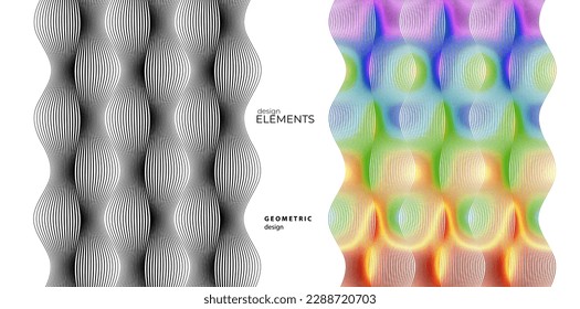 Set Abstract lines colors design element on white background of waves. Vector Illustration eps 10 for grunge elegant business card, print brochure, flyer, banners, cover book, label, fabric
