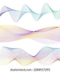Establecer el elemento de diseño de colores de líneas abstractas en el fondo blanco de las ondas. Vector Illustration eps 10 para grunge y elegante tarjeta de visita, folleto de impresión, volante, banners, carteles, portada, etiqueta, tela
