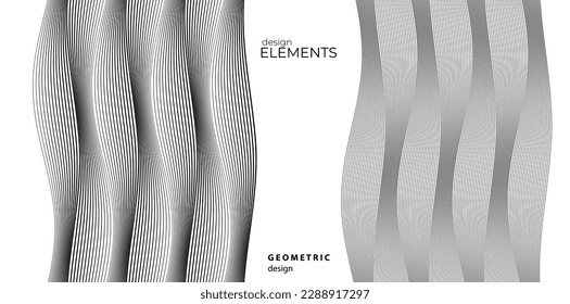 Set Abstract lines colors design element on white background of waves. Vector Illustration eps 10 for grunge elegant business card, print brochure, flyer, banners, cover book, label, fabric
