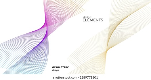 Set Abstract lines colors design element on white background of waves. Vector Illustration eps 10 for grunge elegant business card, print brochure, flyer, banners, cover book, label, fabric
