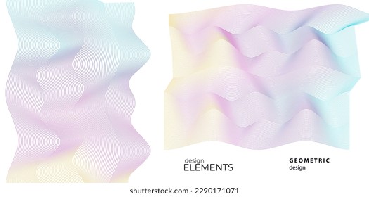Set Abstract lines colors design element on white background of waves. Vector Illustration eps 10 for grunge elegant business card, print brochure, flyer, banners, cover book, label, fabric
