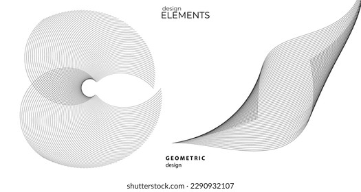 Set Abstract lines colors design element on white background of waves. Vector Illustration eps 10 for grunge elegant business card, print brochure, flyer, banners, cover book, label, fabric
