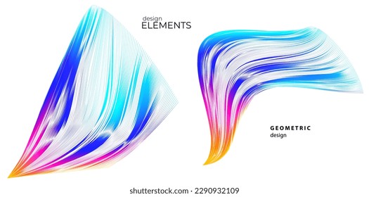 Establecer el elemento de diseño de colores de líneas abstractas en el fondo blanco de las ondas. Vector Illustration eps 10 para grunge y elegante tarjeta de visita, folleto de impresión, volante, banners, carteles, portada, etiqueta, tela

