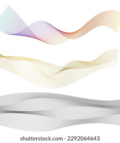 Set Abstract lines colors design element on white background of waves. Vector Illustration eps 10 for grunge elegant business card, print brochure, flyer, banners, cover book, label, fabric
